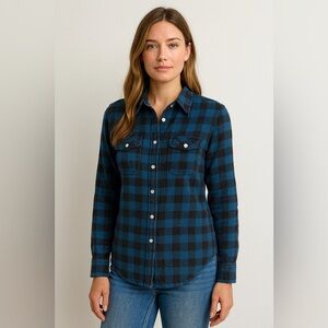 Tailor Vintage Blue and Black Checkered Button Down Shirt